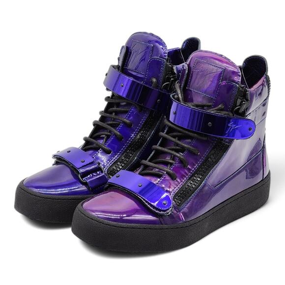 Giuseppe Zanotti Coby Metallic Leather Hi Top Sneakers EU 41 US 8 - New $1095 - Picture 2 of 10